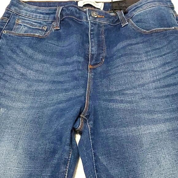 Blue Revival Dark Wash Distressed High Rise Skinny Jeans - Picture 3 of 11